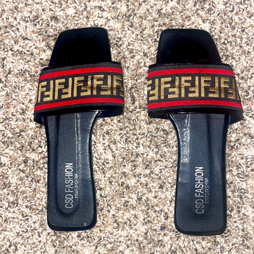 Embroidered slides